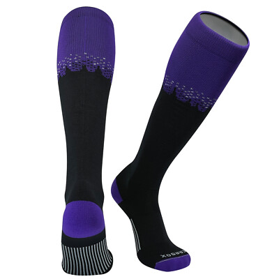 Mk socks Pixel Cityscape Baseball, Football Knee High Socks - Black Grey Purple