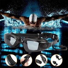 Adult Adjustable Swim Goggles Waterproof Anti-Fog UV Swimming Glasses  Ear Plug