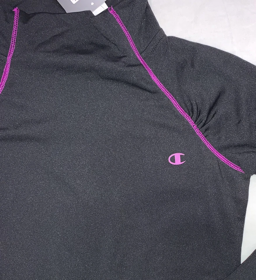 Champion Girl Cold Gear Cuello Simulado Manga Larga Forrado de Vellón Térmico Negro/Rosa, M Foto 2 de 4