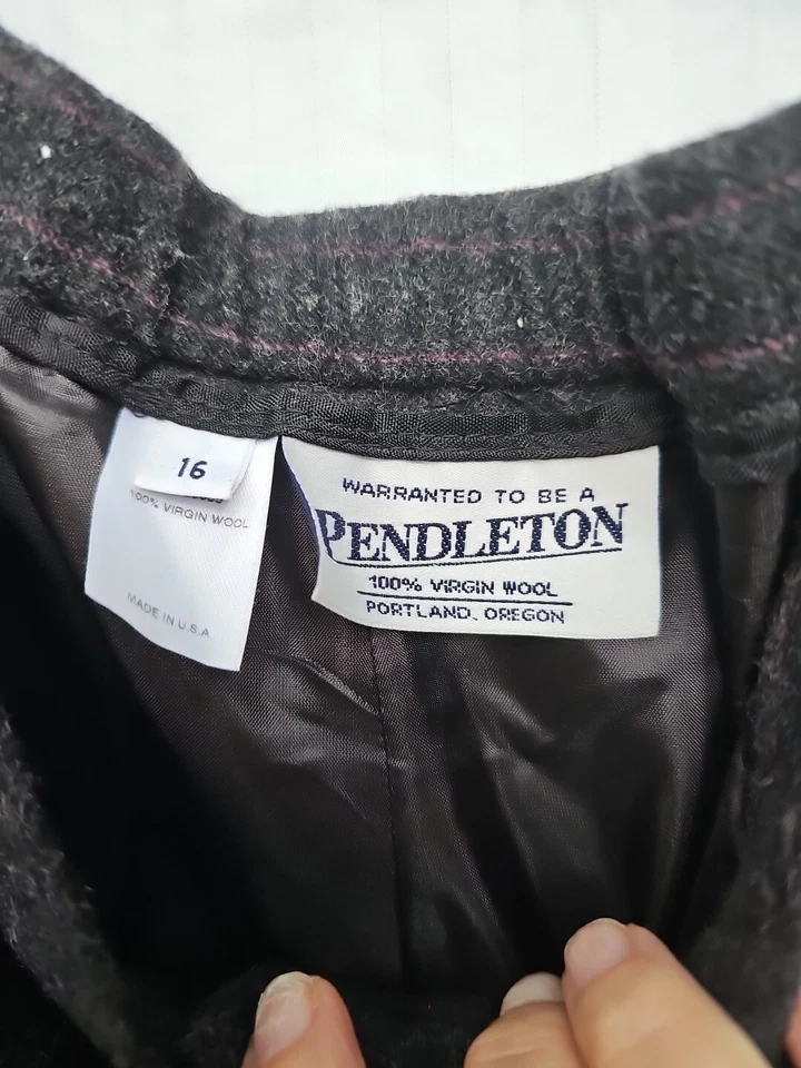 Pantalones Pendleton Vintage Lana Virgen Negros Mujer 16 Forrados Hechos en EE. UU. Foto 2 de 4