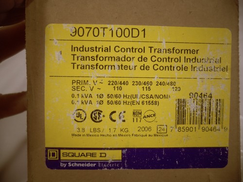 SQUARE D,9070T100D1,INDUSTRIAL CONTROL TRANSFORMER #65 - Picture 6 of 7
