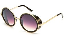 Round Floral Sunglasses Side Shield Circle Metal Frame Vintage Sunglasses Women