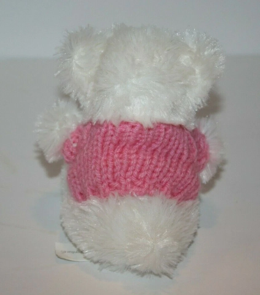 Animal Adventure Mini 5" Teddy Bear White Plush Pink Valentines Love Sweater Toy - Image 4 of 4