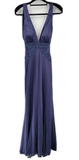 Morgan & Co. Women's 5/6 Navy Sequined Formal Evening Gown Floor Length Prom