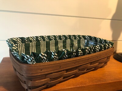 Longaberger Hunter Pine Cone Green Stripe (Stand Up Liner Only) for Bread Basket