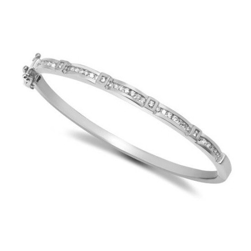 1.00 carat H/SI Round Brilliant Cut Diamond Channel-set Bangle 9ct White Gold - Bild 2 von 6