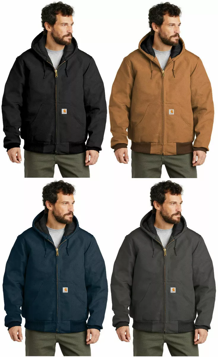 Carhartt Mens Quilted Flannel Lined Duck Hooded Big & Tall