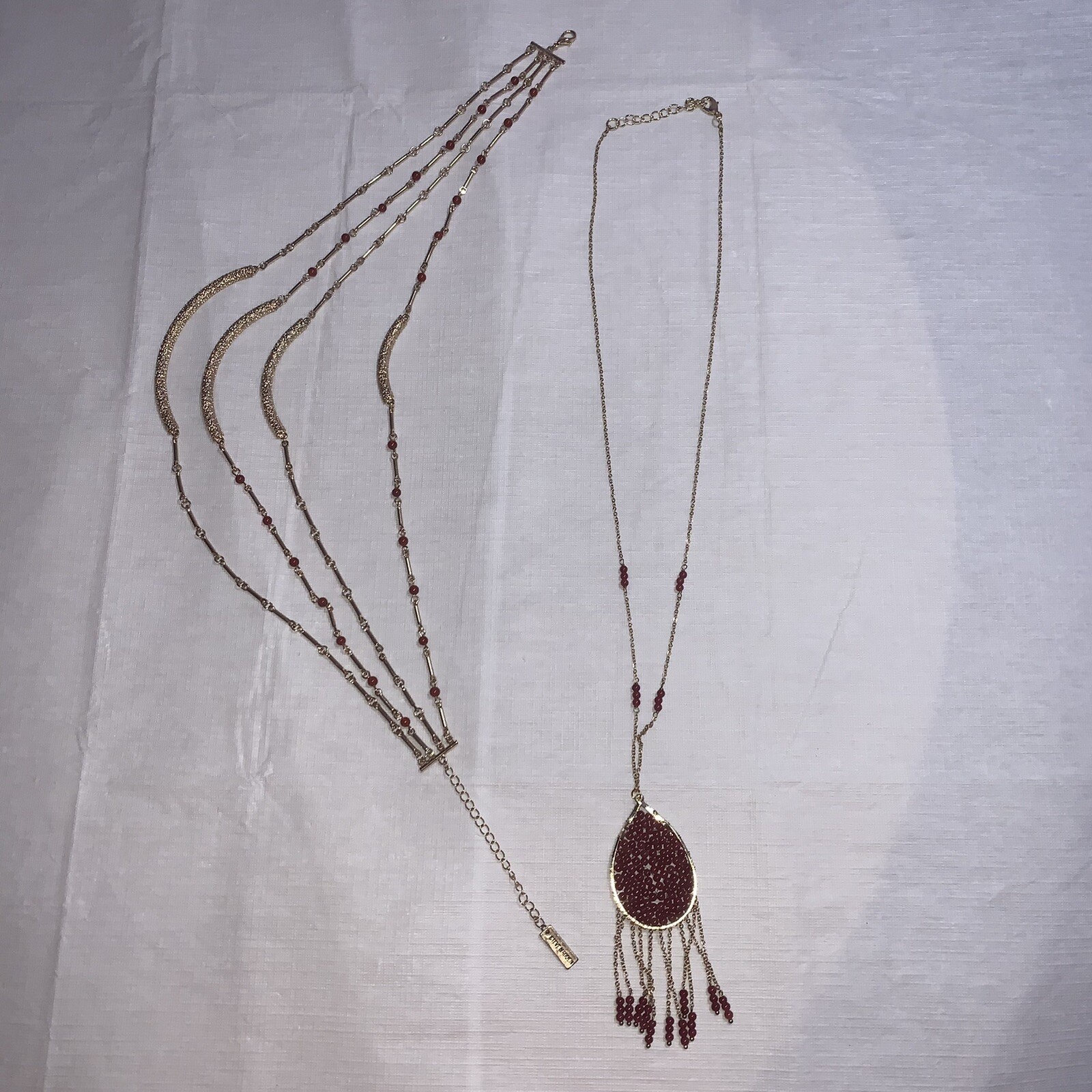 lot / bundle multi-layer statement necklace red s… - image 3