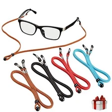 4 Pack Leather Eyeglass Straps Adjustable Eyewear Retainers Anti-Slip Lanyards