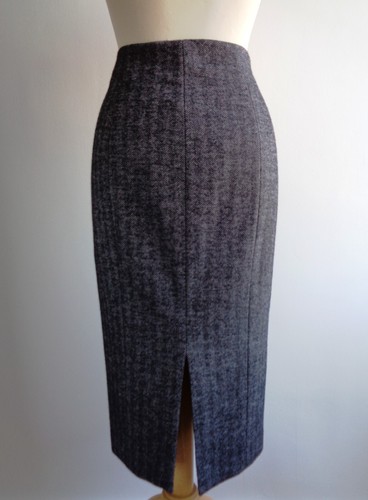 HOBBS Grey Herringbone Midi Pencil Skirt Size 8 Wool Blend - Picture 5 of 19