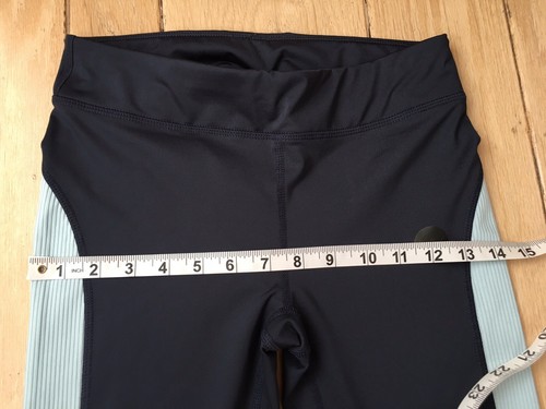WITHOUT WALLS Women's NWOT S P Navy Blue Shelly Ribbed Stripe Mid Rise Leggings - Picture 11 of 12