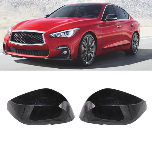 For Infiniti 2014~2021Q50 Q60 Gloss Black Side Wind Mirror Cover Caps M3 Style