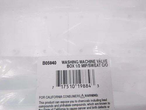 Jones Stephens 1/2MIP/ Sweat C/O Washing Machine Valve Box B05940 - Picture 6 of 7
