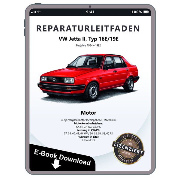 VW Jetta 2 19 (84-92) Benzinmotor 50-60 PS Mechanik Werkstatthandbuch PDF Datei-image