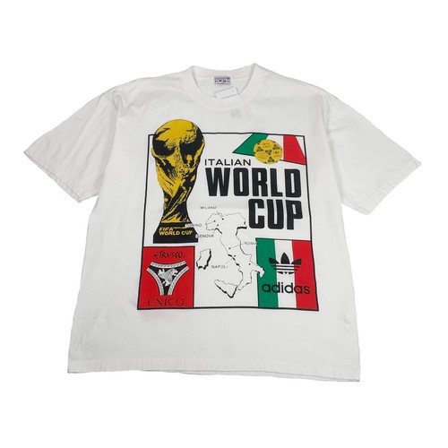 Vintage Adidas World Cup Italia 90 Trophy Tee L
