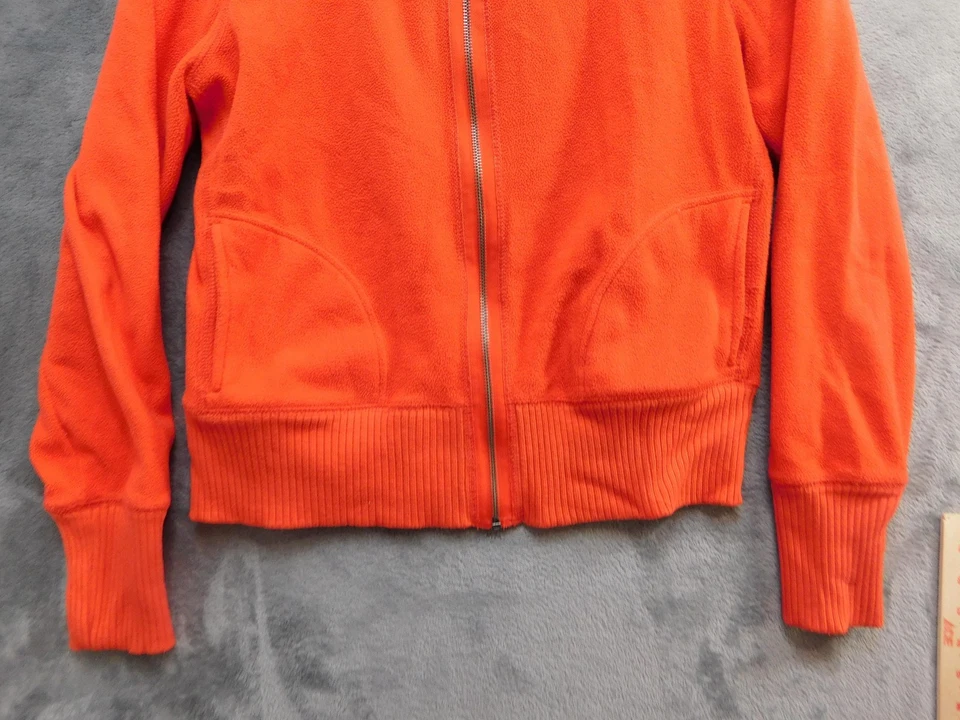American Eagle Outfitters Jacket Womens Large Orange Fleece Zip Hoodie Sherpa - Image 4 of 4