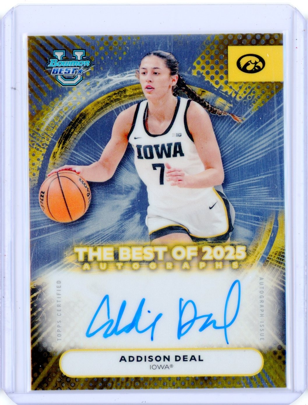 2025-26 Bowman U Best University ADDISON DEAL Iowa Autograph AUTO RC Rookie
