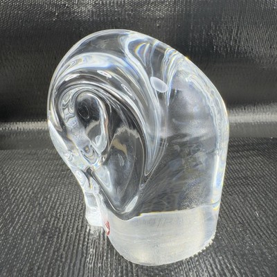 Orrefors Clear Crystal Glass Heavy Paperweight Elephant Figurine W Sticker READ