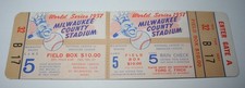 1957 New York Yankees Milwaukee Braves World Series Baseball Full Ticket Game 5