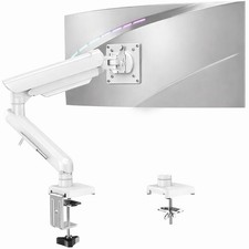 ELIVED Gas Spring Monitor Arm 13-32”VESA 75/100 Desk Mount C-Clamp Grommet White