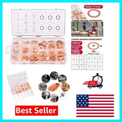 #ad Professional 150PCS Copper Sealing Washer Kit Perfect for High Pressure Use $21.99