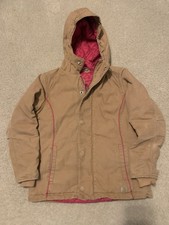 Carhartt Jacket Youth Girl Medium 10/12 Canvas Coat Tan Pink Lining