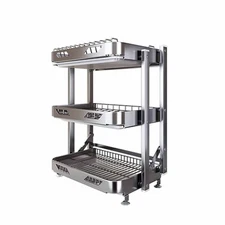 Foldable Dish Rack,Stainless Steel Drain Rack,3 Tier Dish Drying Rack, Rustpr...