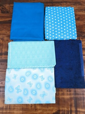 Shades of blue Fabric, solid color, butterfly, dots, flowers, paisley, 2lb