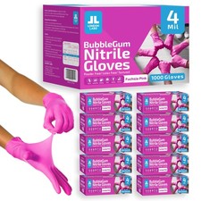 4 Mil   Fuchsia Pink Nitrile Gloves  Disposable Latex Free  Powder Free  Chemi...