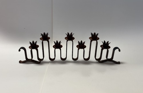 VTG Wrought Iron Jean Royere Style Candelabra Candlesticks Vintage Rustic