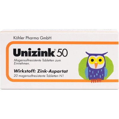 Unizink 50 Magensaftresistente Tabletten 20St - PZN 702162