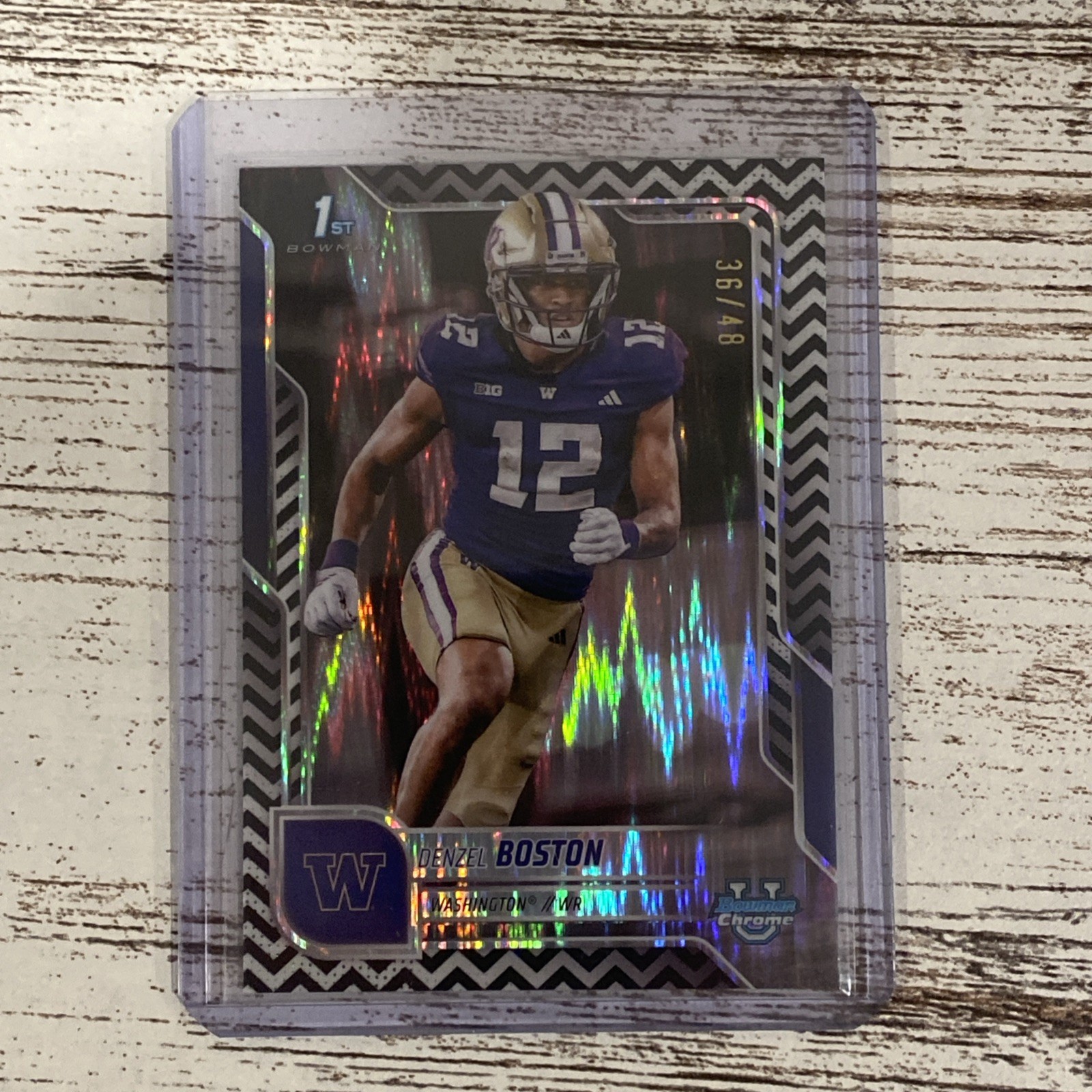 2025 Bowman U Chrome Denzel Boston 1st Black & White Stealth Refractor /48