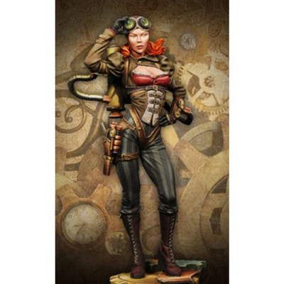 1/24 75mm Resin Steampunk Model Kit Beautiful Girl Airship Pilot Unpainted