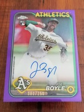 Joe Boyle 2024 Topps Chrome Update Purple Refractor Rookie Auto Card - #080/250