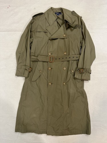 Trench cappotto vintage Polo Ralph Lauren doppiopetto cotone kaki taglia med - Foto 2 di 12