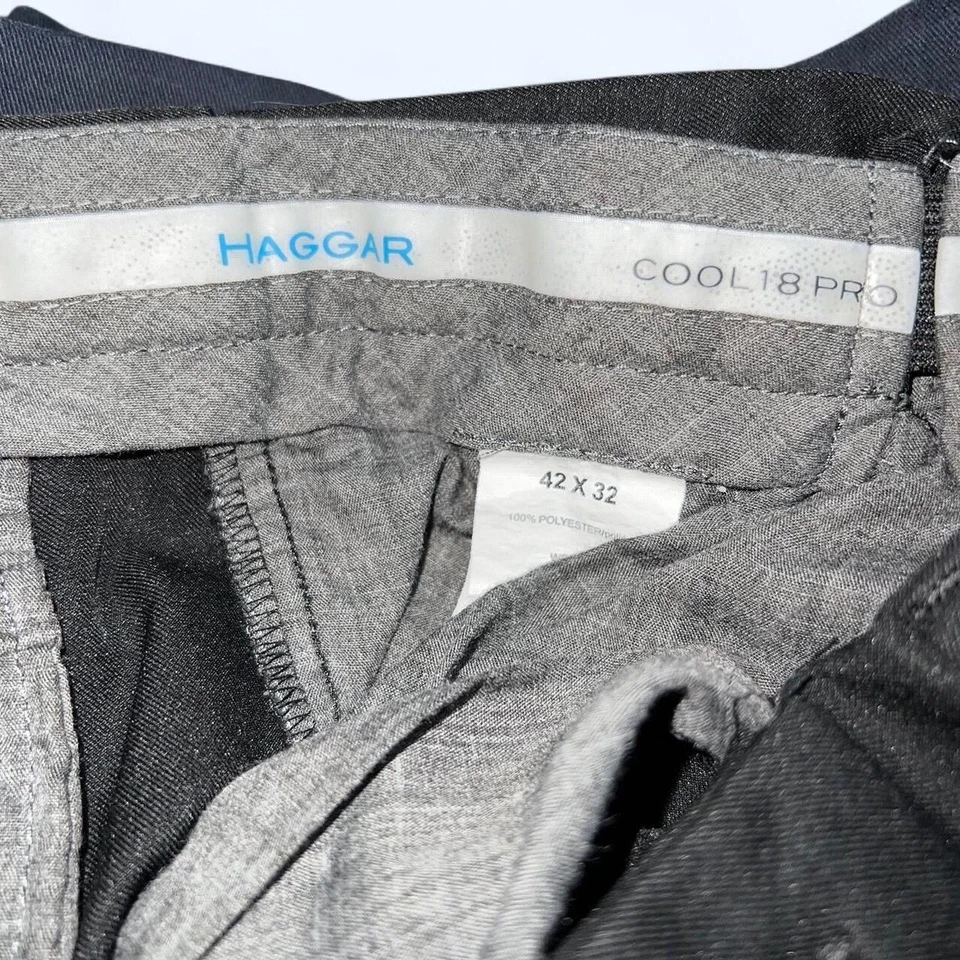 Pantalón Negro Haggar Cool 18 Pro Antideslizante Banda Silicona Hombre’s Talla 42 X 32 Foto 4 de 4