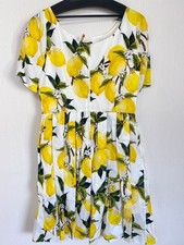 Dolce & Gabbana Dress Lemon Pattern Women's Size 44 Cotton Yellow