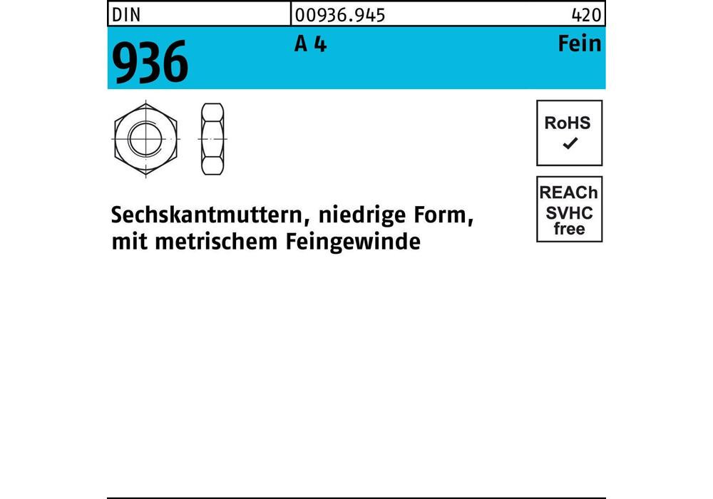 Reyher Sechskantmutter DIN 936 M 18 x 1,5 A 4