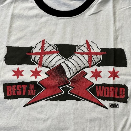 CM Punk Ringer T-Shirt Mens 2XL White Wrestling AEW Best in the World WWE Y2K