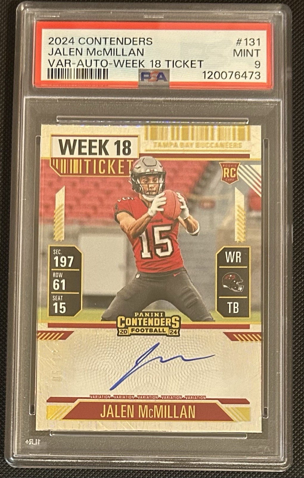 Jalen McMillan Panini Contenders #131 Variation-Autograph-Week 18 Ticket