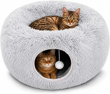 Large Cat Donut Tunnel Bed - Cat Tunnels for Indoor Cats - Circle Hideaway with