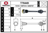 EAI Antriebswelle Vorne Links FüR VW Polo Fabia III Kombi Rapid Spaceback T78449