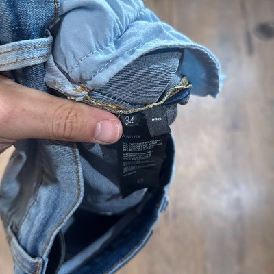 Amiri Jeans Mens 34 Blue Denim Pants Mens MX1 Distressed Skinny