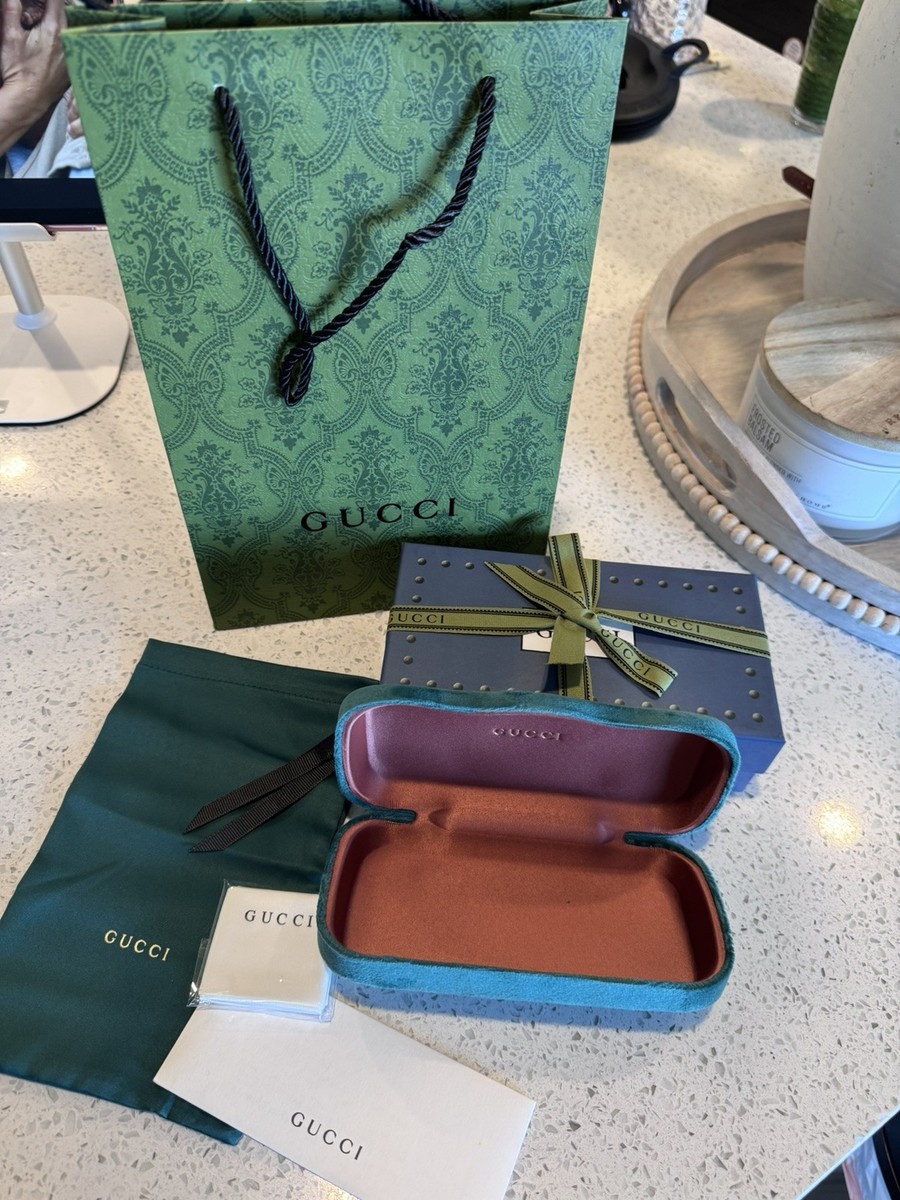 GUCCI グリーンラウンドサングラス ケース付き New Gucci Sunglasses Eyeglasses Case green Eyewear Case W Box And