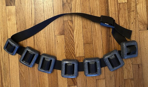 Vintage Sea Pearls Scuba Diving Weight Belt 30 lbs. Total (4x 5lb, 2x 4lb 1x 2lb