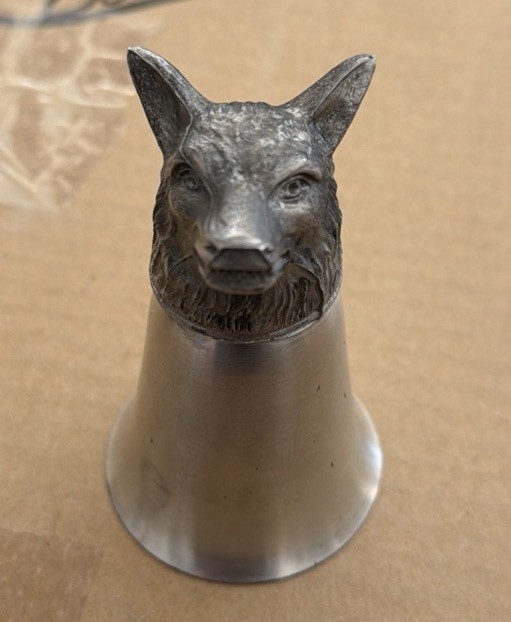 International Pewter Fox Head Jigger 1950’s Vintage