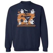 Six Seven 6 7 Meme - 67 Boo Ghosts Halloween Funny Unisex Crewneck Sweatshirt