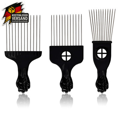 3 Stück Afro Haarkamm Metall, Breiter Zahn Haarpickkamm Metall Haarpickkämme Afr