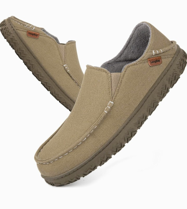 SAOLA Ciabatte Mocassino Uomo Canvans Longbay Memory Foam Suola in Gomma Antiscivolo 11