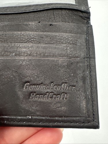 Genuine Leather Wallet Men’s Black Leather - Picture 6 of 12
